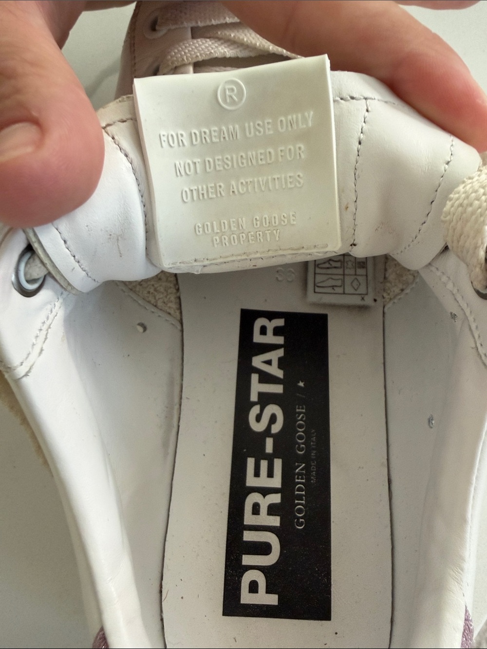 Golden Goose White Leather Sneakers with Pink Glitter Heel - Picture 5 of 6